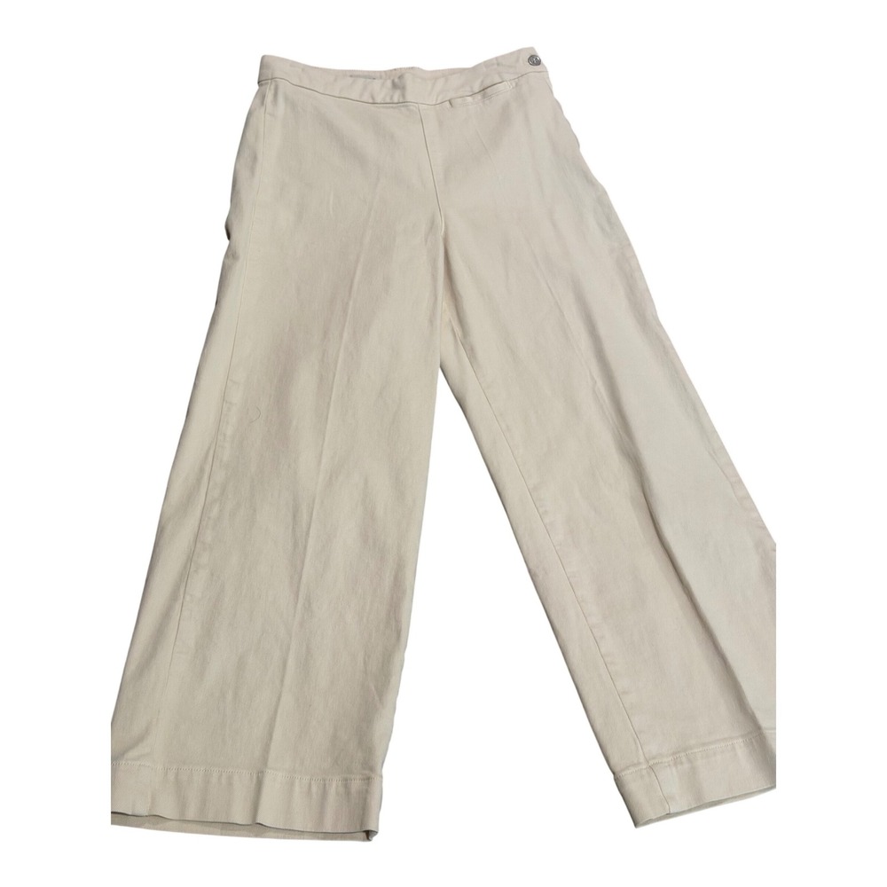 Pilcro Anthropologie Skipper twill  High-Rise Crop Wide Leg Jeans Cream 28 29 - Picture 7 of 16